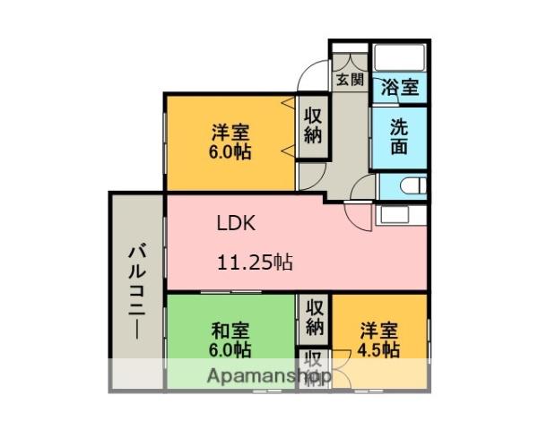 エランドール(3LDK/1階)の間取り写真
