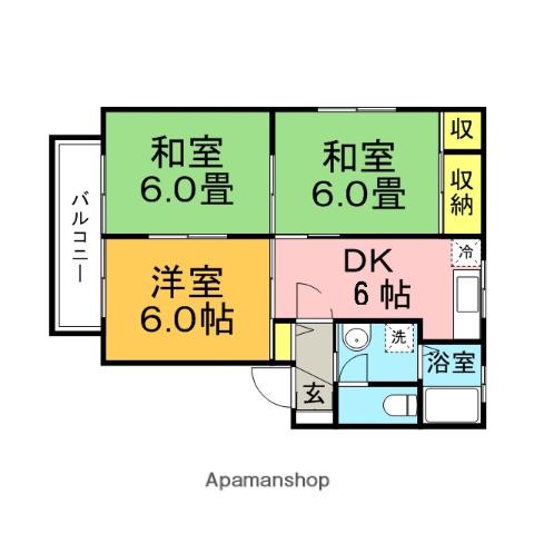 シックヒルズA・B棟(3DK/1階)の間取り写真