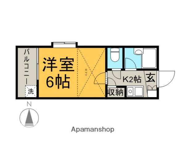 サンライズ永岡A(1K/2階)の間取り写真