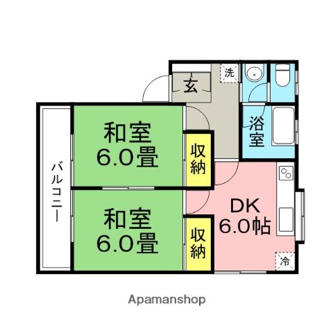 ガルデンハイツ(2DK/2階)の間取り写真