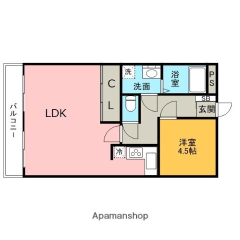アビタシオン夜須(1LDK/2階)の間取り写真