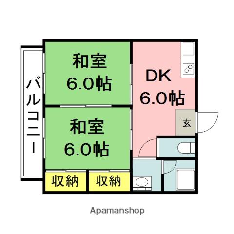 森田アパート(2DK/2階)の間取り写真