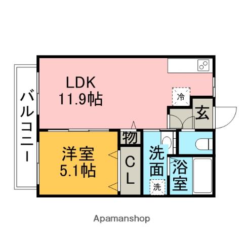 ヌーベルシェトワⅢ(1LDK/3階)の間取り写真