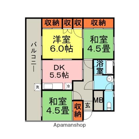 勘野ビル(3K/1階)の間取り写真