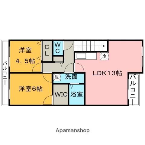 リベルテ(2LDK/2階)の間取り写真