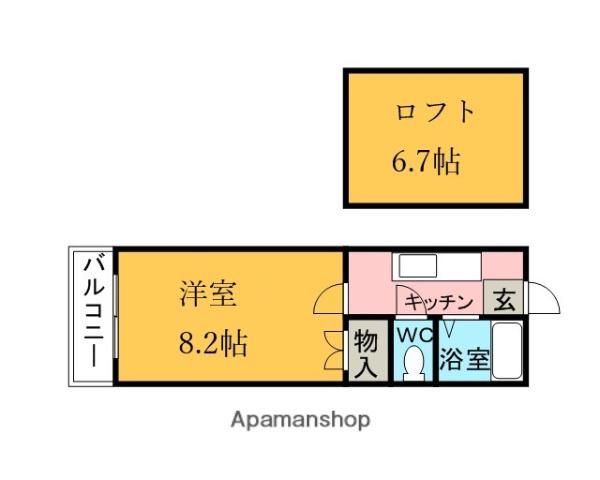 レッドハウス福益A・B棟(1K/1階)の間取り写真