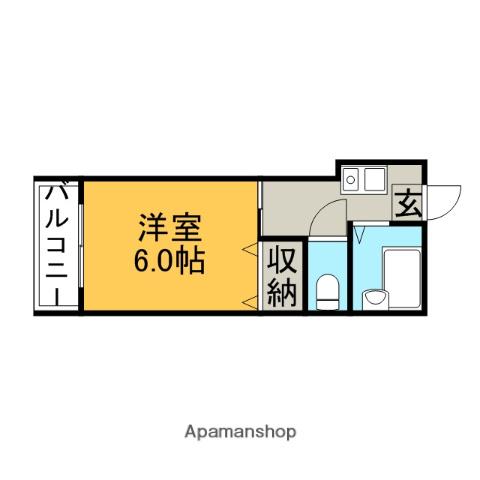 ヴィリッヂ鳥栖(1K/1階)の間取り写真