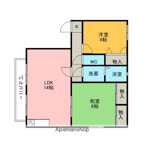 ラフォーレ原田J(2LDK/1階)の間取り写真