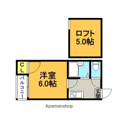 グランベール二日市(1K/2階)の間取り写真