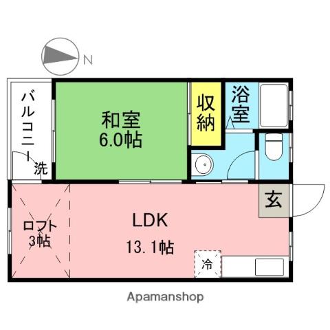 シティベール山村Ⅱ(1LDK/1階)の間取り写真