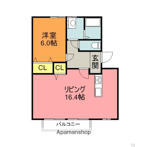 グリーンハイツ秋光ABCD棟(1LDK/2階)の間取り写真