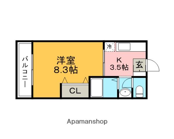 フレンディー平田原B(1K/2階)の間取り写真