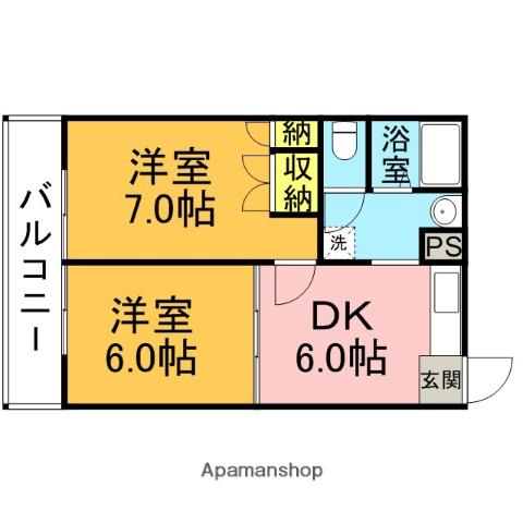 CENTURY一木(2DK/2階)の間取り写真