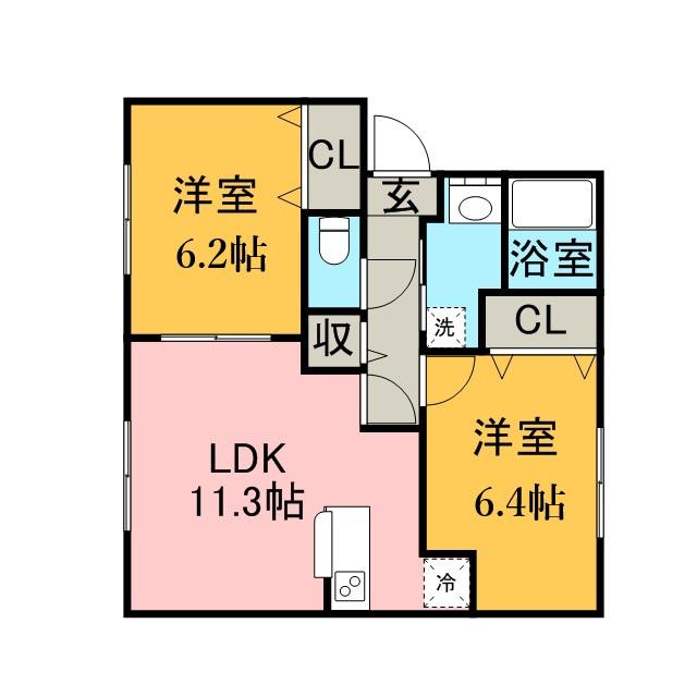 サジタリアステージA・B棟(2LDK/2階)の間取り写真