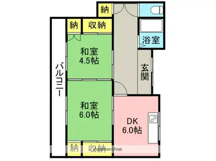 羽根アパート(2DK/1階)の間取り写真