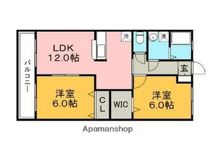 フルール(2LDK/1階)の間取り写真