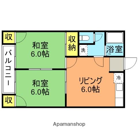 豊コーポ(2DK/2階)の間取り写真