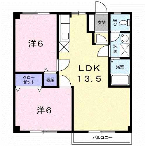 ステイタス月隈Ⅰ(2LDK/2階)の間取り写真