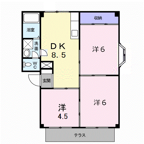 ドミールたかくら(3DK/1階)の間取り写真