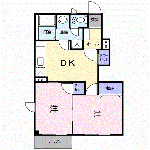 ラヴィアン・ローズ(2DK/1階)の間取り写真