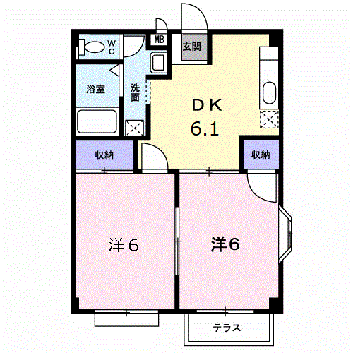 サンヒルズ中島(2DK/2階)の間取り写真