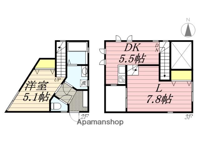プレミアム萱方Ⅰ(1LDK/2階)の間取り写真