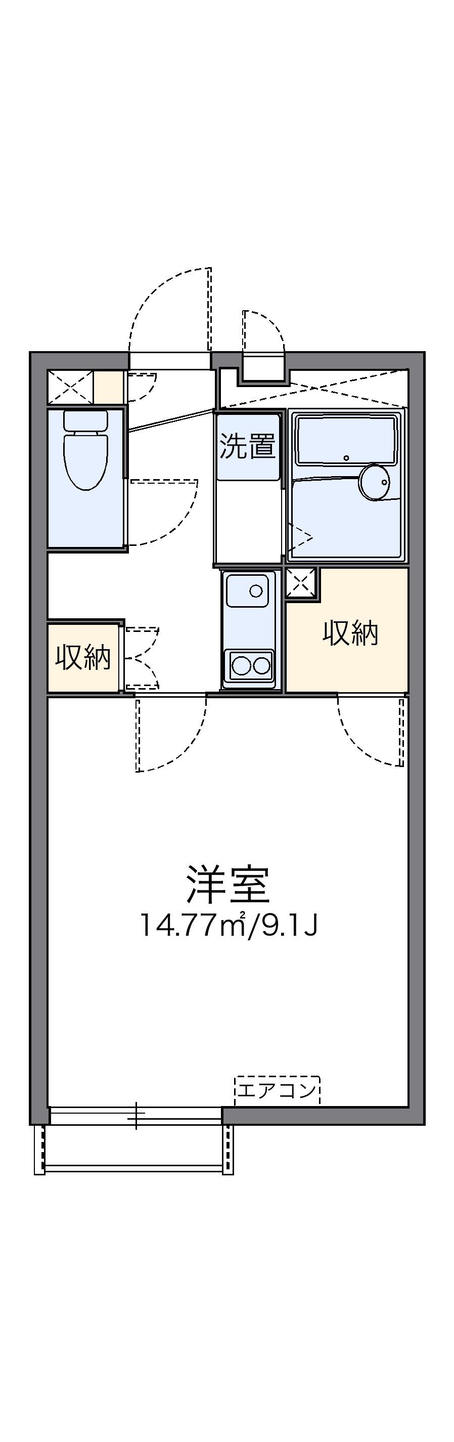 レオネクストシャローF(1K/1階)の間取り写真