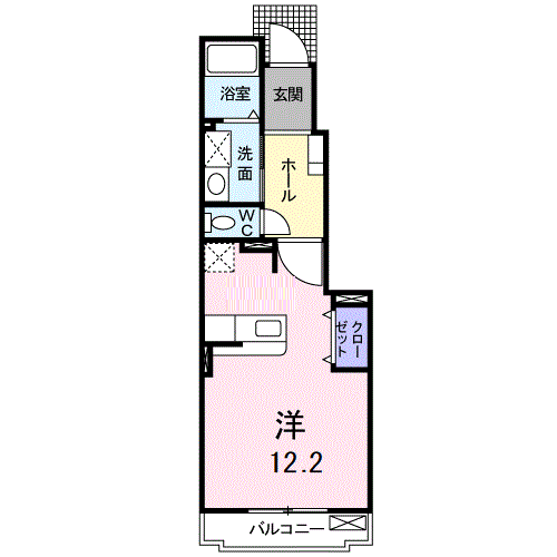 トレポンテⅠ(1K/1階)の間取り写真