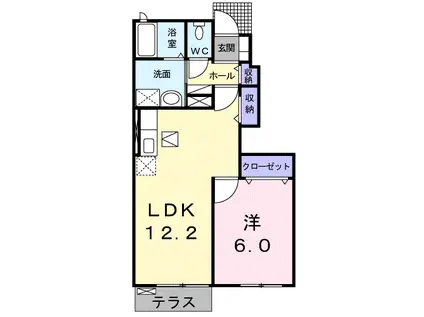 ジェネシスⅣ番館(1LDK/1階)の間取り写真