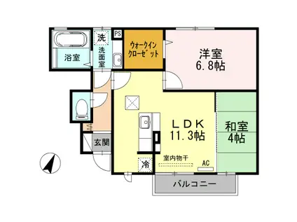 ドエル古賀Ⅱ(2LDK/1階)の間取り写真