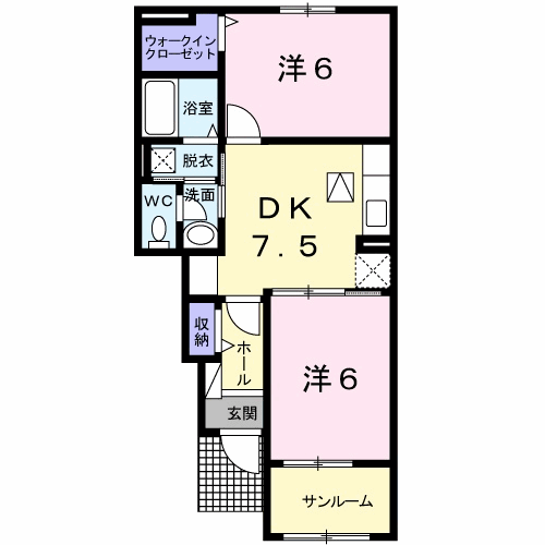 グランデムツミ・N(2DK/1階)の間取り写真