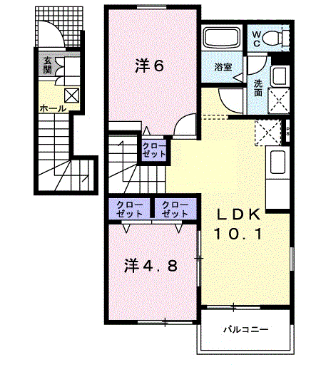 サンタ・フェA(2LDK/2階)の間取り写真