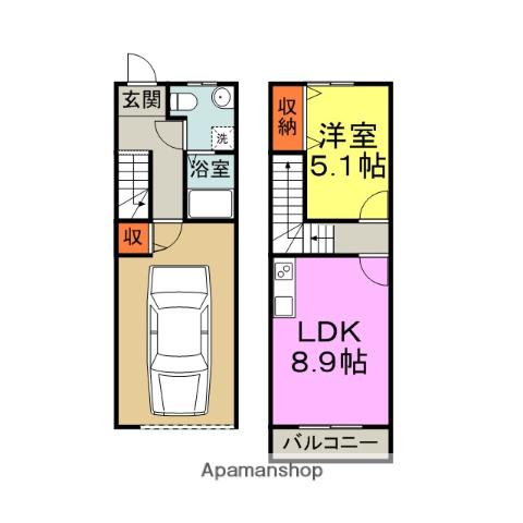G.ROSSO AD棟(1LDK/1階)の間取り写真