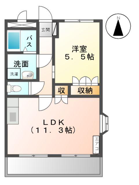グリーンハイム甘木(1LDK/2階)の間取り写真
