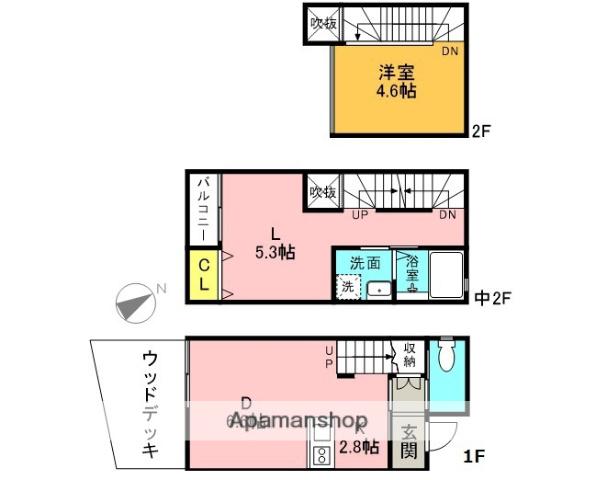プレミアム宿町(1LDK/1階)の間取り写真