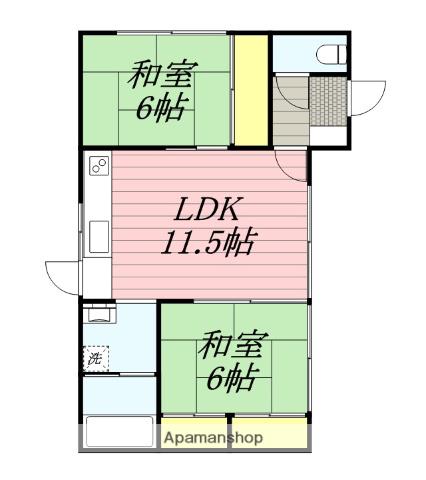 西日本鉄道甘木線 甘木駅(西鉄) 徒歩11分 1階建 築38年(2LDK)の間取り写真