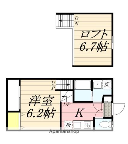 シャレオ湯町Ⅰ(ワンルーム/2階)の間取り写真
