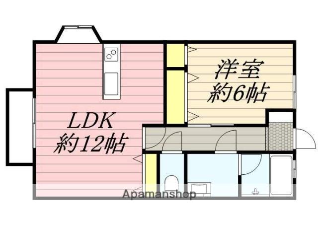 プランドゥ大刀洗C棟(1LDK/1階)の間取り写真