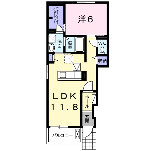 アルコバレーノ ルーチェ(1LDK/1階)の間取り写真