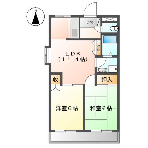 ブランシェけやき(2LDK/2階)の間取り写真