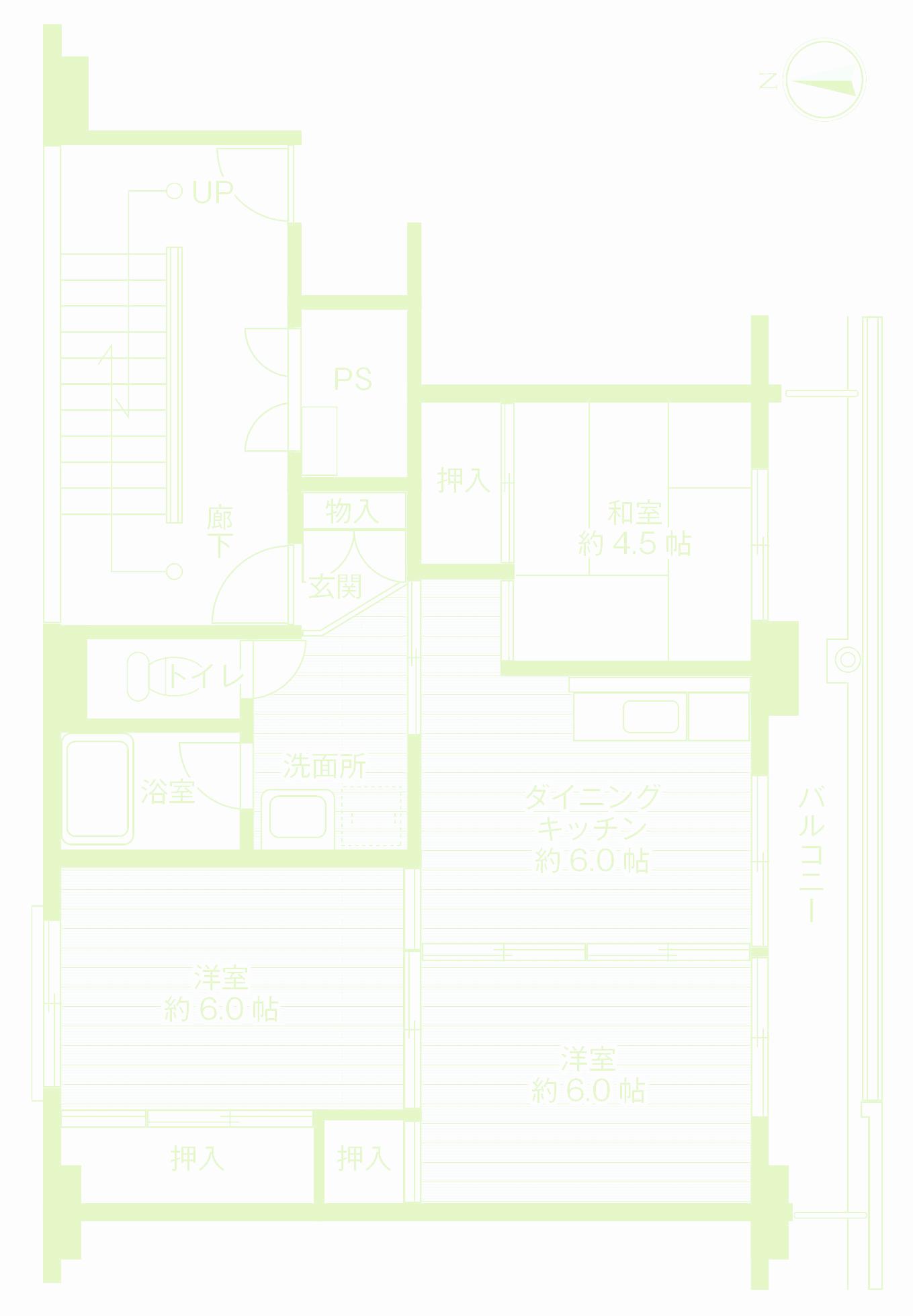 ビレッジハウス筑後 2号棟(2LDK/3階)の間取り写真