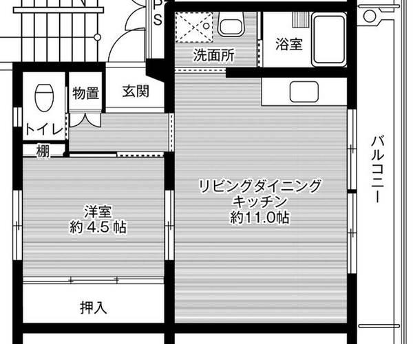 ビレッジハウス伊万里 4号棟(1LDK/5階)の間取り写真