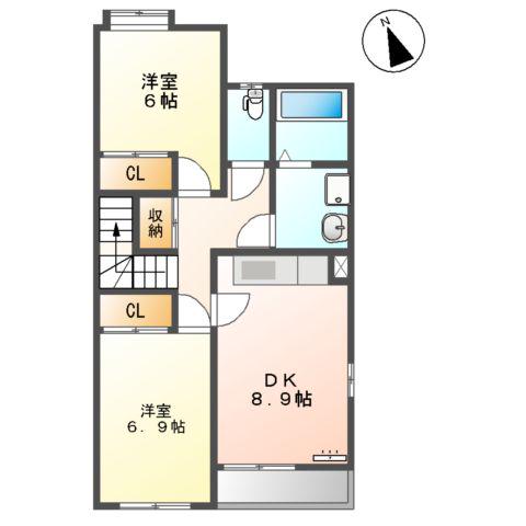 メゾンルミエールK&K(2DK/2階)の間取り写真