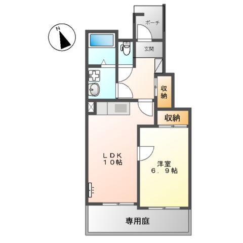 メゾンルミエールK&K(1LDK/1階)の間取り写真