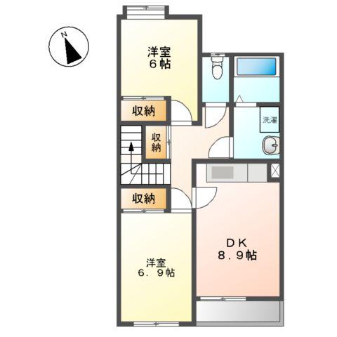 メゾンルミエールK&K(2DK/2階)の間取り写真