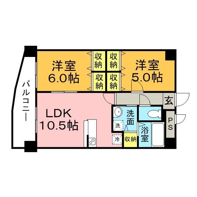 E.POPULARⅡ(2LDK/5階)の間取り写真