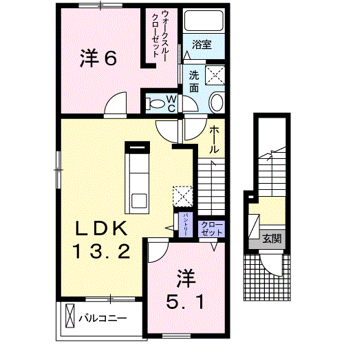 MAISON SATSUKI(2LDK/2階)の間取り写真