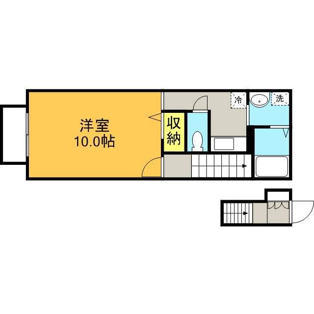 ルミエール鳥栖(1K/2階)の間取り写真