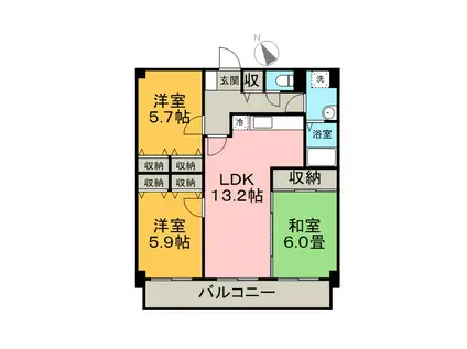 カサグランデ筑紫(3LDK/8階)の間取り写真