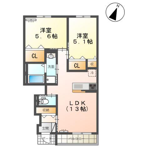 パドレ・レージェ(2LDK/1階)の間取り写真